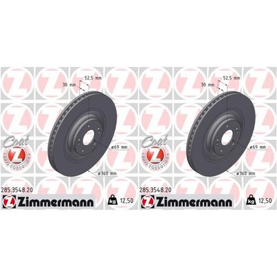 2x ZIMMERMANN BREMSSCHEIBEN 360mm INNENBELÜFTET VORNE passend für HYUNDAI I30 KO