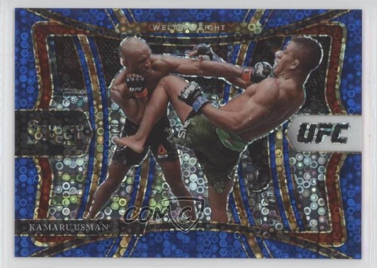 2021 Panini Select UFC Premier Level Blue Disco Prizm 93/99 Kamaru Usman 02vy