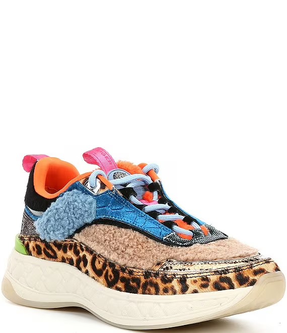 PONY Sneakers Kurt Geiger Kensington Mixed Media Denim Patchwork Ghepardo 8 5 39 Nuove con etichette