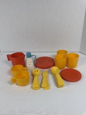 Vintage Fisher-Price F-P Toys Dishes Tea Set Lot Cups Plates Utensils Soap