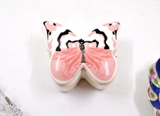 Ashland Ceramic Porcelain Painted Butterfly Shaped Lidded Trinket Dish