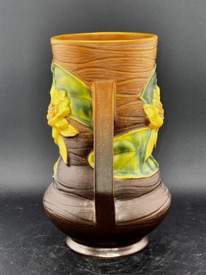 lily⭐︎ Roseville # 76-8” Brown Water Lily Vase In Excellent Mint