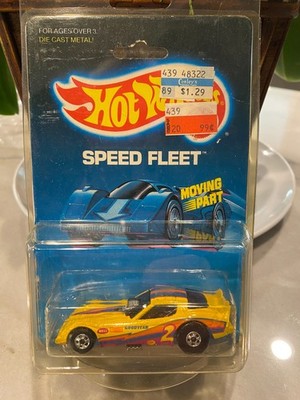 1986 Hot Wheels Gelbe Speed Fleet Firebird Funny Car Black Wall