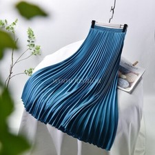 Women Chiffon Long Pleated Accordion Pleat Midi Skirt A Line Maxi Skirts