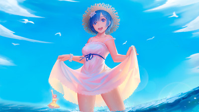 Anime rem rezero kara hajimeru isekai seikatsu ram beach Playmat Game Mat Desk