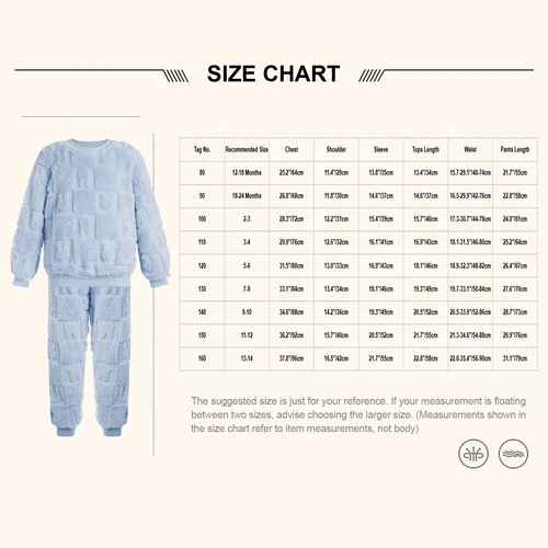 Kids Childrens Warm Fleece Pyjamas Set For Girls Boys Sleepwear 2 Pieces Sets - Bild 56 von 56
