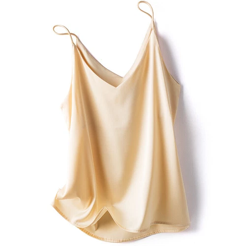 Damen Satin Seide Camisole Tank Top Träger V-Ausschnitt Träger Unterhemd Freizeit Basic Top - Bild 16 von 36