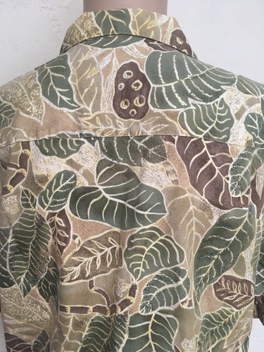 CAMISA HAWAIANA PENDLETON Estampado de Hojas Cuello Lazo Mezcla Rayón TONOS TIERRA L - Imagen 5 de 12