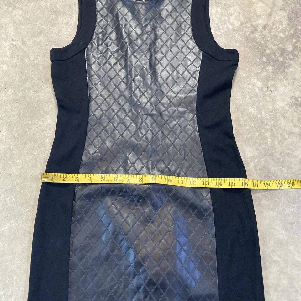 Vestido Red Saks Fifth Avenue para mujer mediano negro imitación cuero sin mangas Foto 3 de 4