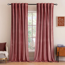 Luxury Velvet Blackout Curtains 108" - Dusty Rose Pink, 2 Panels