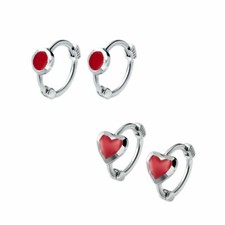 925 Sterling Silver Heart Circle Helix SMALL Hoop Earrings A1073