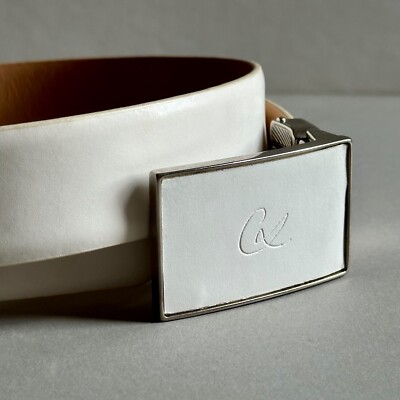 Vintage Christian LaCroix Modern White Leather Belt With  display picture 3