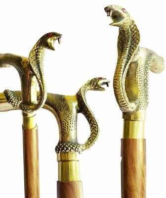 Working Style Designer Brass Handle Antique Style Victorian Cane Wooden Walking 