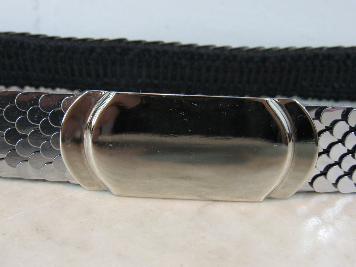 VTG Silver Metal Serpentine Fish Scale Stretch Fashion Belt 