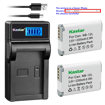 Kastar Battery LCD Charger for Canon NB-12L CB-2LG Canon PowerShot G1 X Mark II