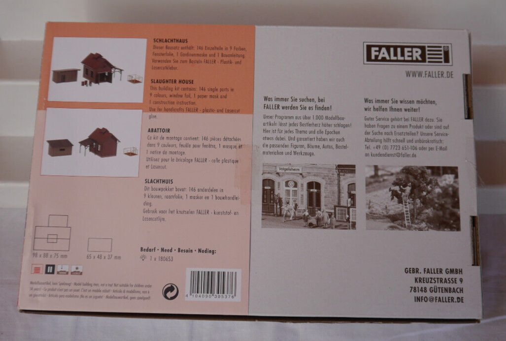 FALLER 130537 Schlachthaus Für Modellbahn - Ländliches Backstein-Gebäude Mit Zubehör