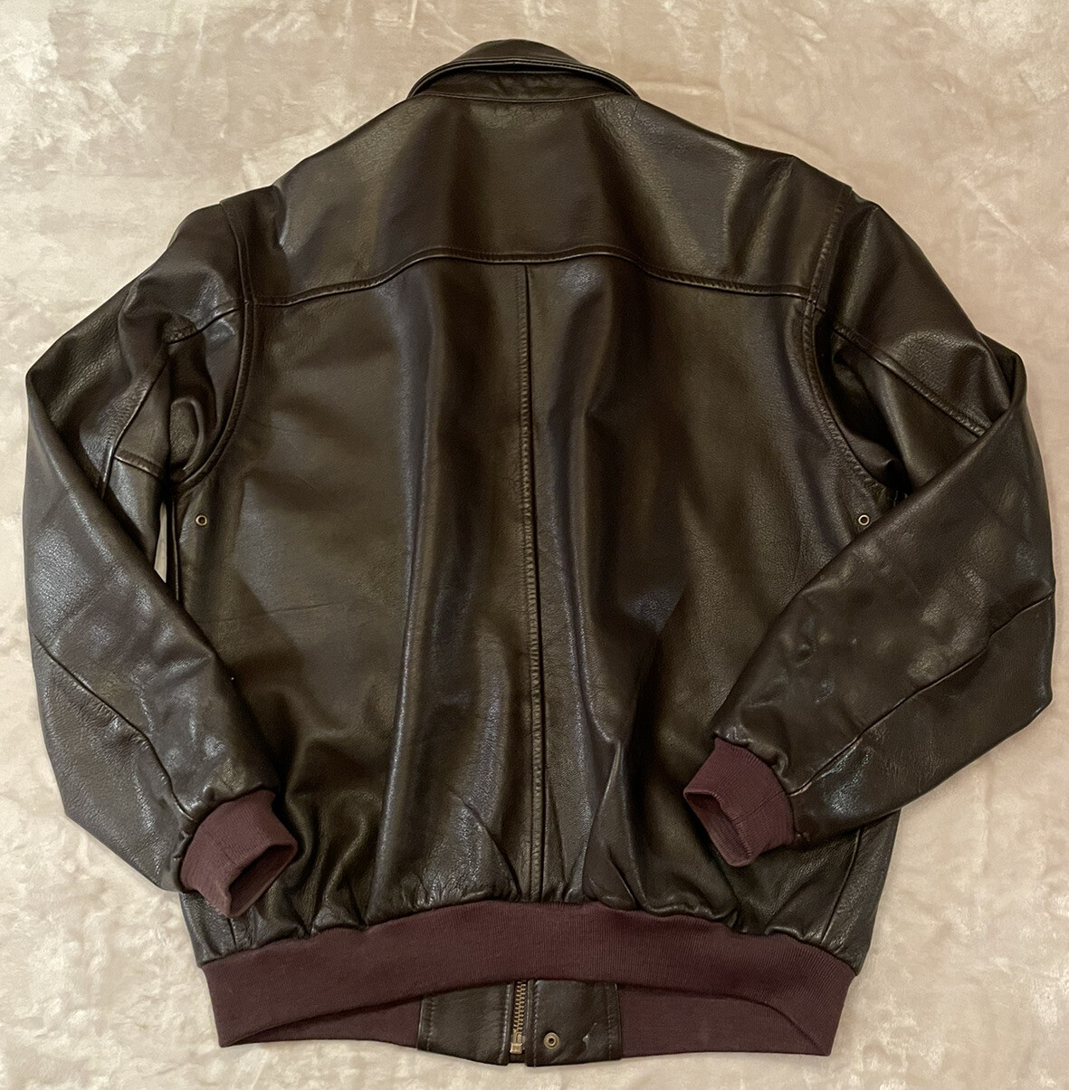 VTG LL Bean Goatskin Leather Bomber Jacket USA Made Size XL TallREAD