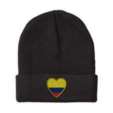 Beanies for Men Heart Colombia Flag Embroidery Winter Hats Women Skull Cap
