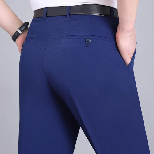 Mens Dress Pants Straight Formal Trousers Slim Casual Office Wedding Business - Picture 15 of 26