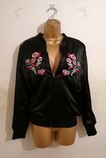 Atmosphere Black Maroon Chinese Floral Oriental Striped Reversible Jacket 6 8 10