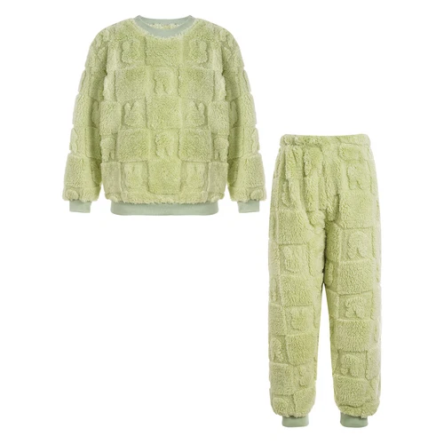 Kids Childrens Warm Fleece Pyjamas Set For Girls Boys Sleepwear 2 Pieces Sets - Bild 16 von 56