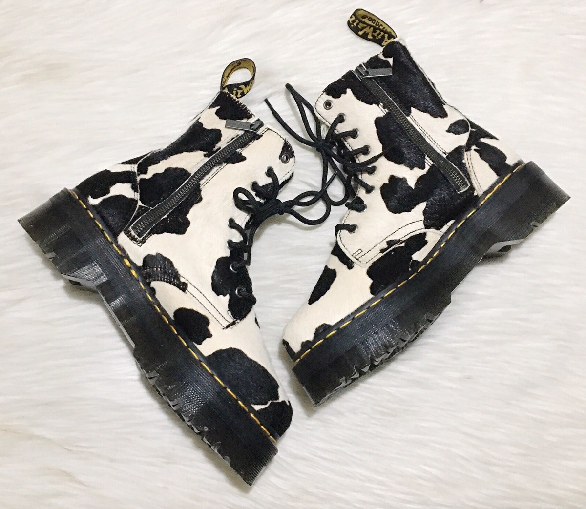 ☆【Dr.Martens】☆JADON HAIR-ON COW PRINT PLATFORM BOOTS☆ DR. MARTENS JADON HAIR-ON COW PRINT PLATFORM BOOTS MSRP$270