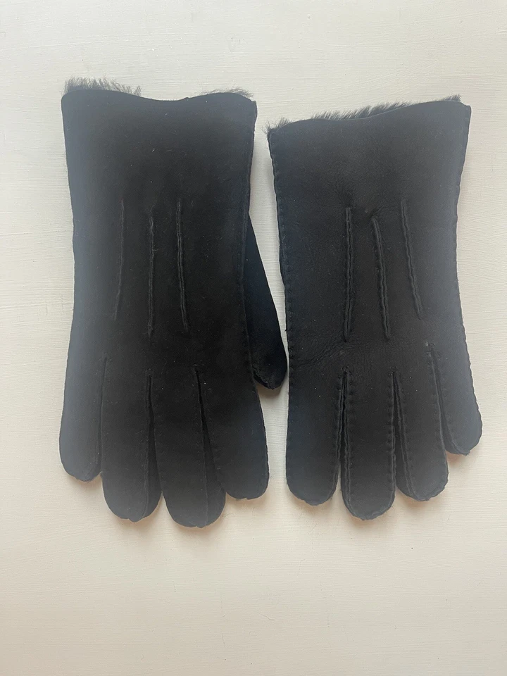 Guantes técnicos de cuero forrado de oveja genuino UGG para hombre NEGROS | L, XL talla desajustada Foto 2 de 4