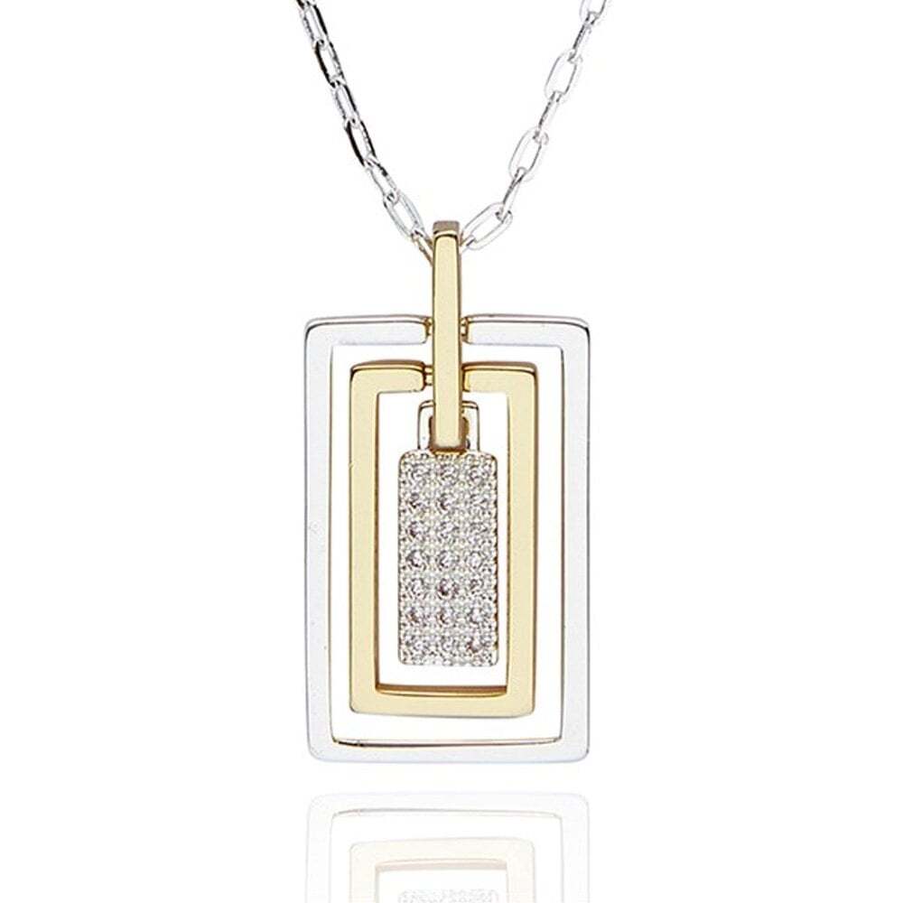 Equilibrium Modern Geometric Two Tone Necklace 349220