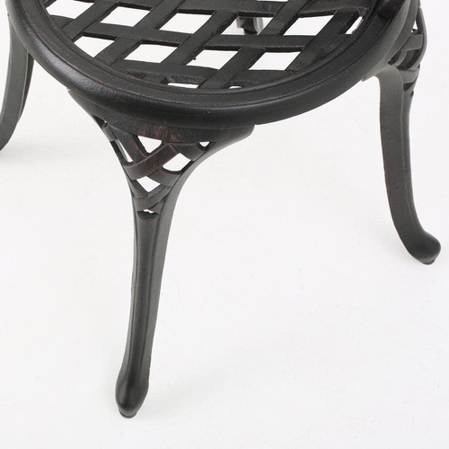 Noble House Patio Outdoor Bistro Set 3-Piece Metal Round La Sola Black w/ Bronze - Picture 9 of 10