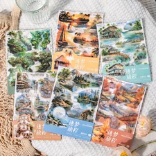 Scenery Landscape PET Stickers Bullet Journals Planner Scrapbooking Collage DIY