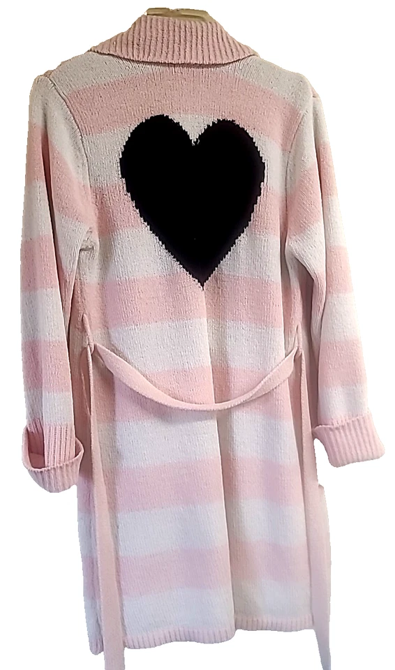 Bata Betsy Johnson Talla Pequeña Rosa Blanca Rayas Suave Ligera Bolsillos con Cinturón Foto 3 de 4