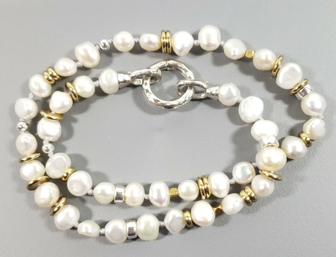 C H Chapin Hollister Israel Sterling Silver Freshwater Pearl Necklace