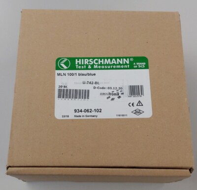 20 Stück Blau Blue Hirschmann MLN  100/1 Messleitung Lamellenstecker 4 mm 1m