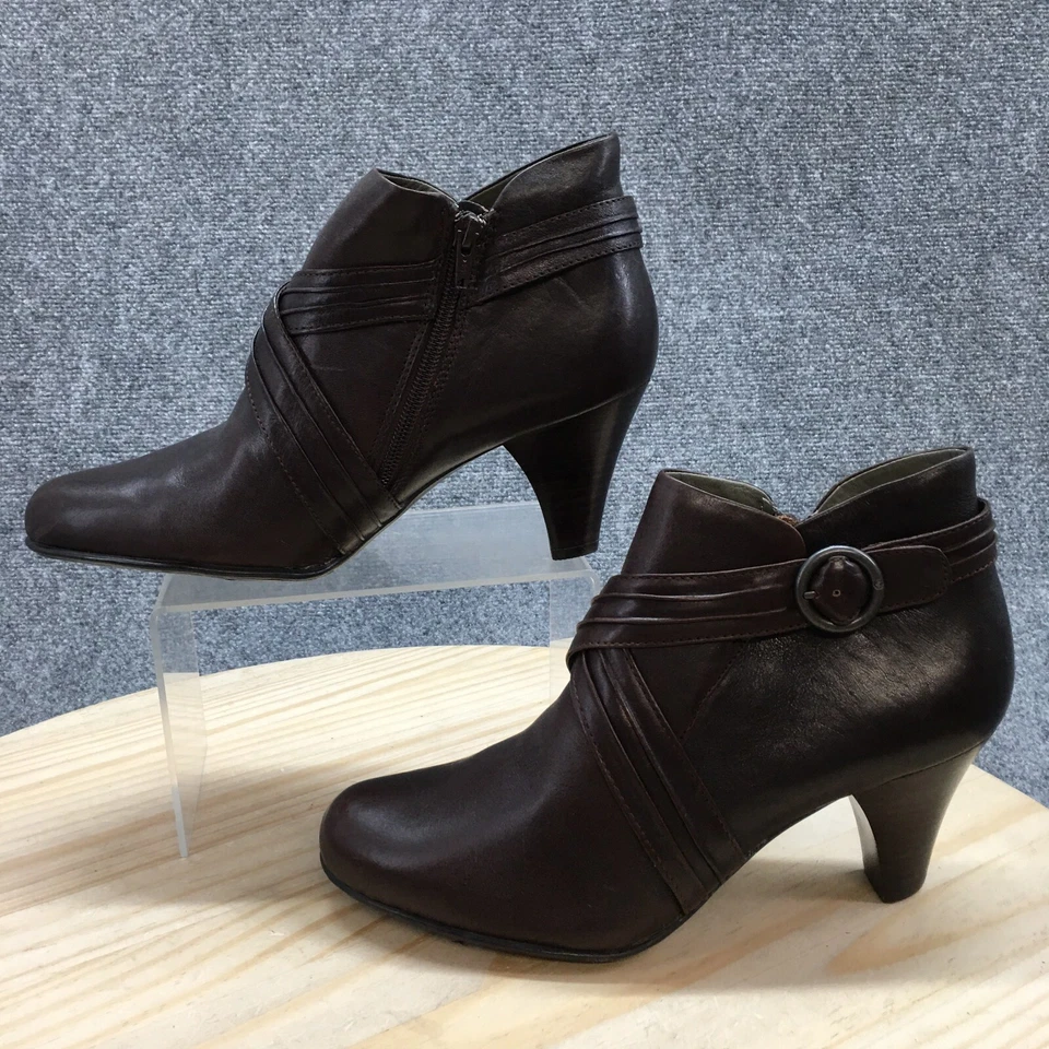 Born Crown Boots Womens 10 Casual Zip Ankle Bootie W61250 Brown Leather Heels - Image 2 of 4