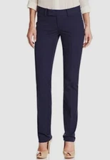 Lilly Pulitzer Women's Blue Cotton-Blend Flat Front Trousers Pants Size 2