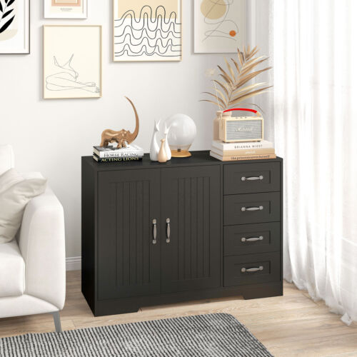 Modern Sideboard Storage Cabinet with 4 Drawers, 2 Doors, Adjustable Shelf - Picture 1 of 11