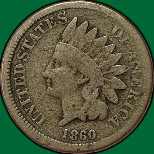 1860 Round Bust Indian Head Cent Very Good VG Coin #35199