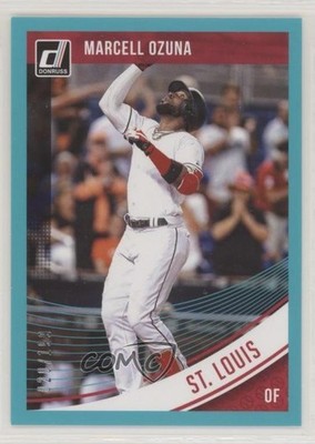 2018 Panini Donruss Teal Border 20/199 Marcell Ozuna (Black Helmet No Bat) 0c6