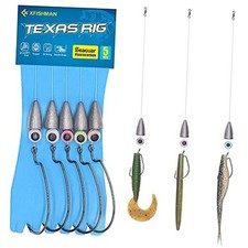 Texas-Rigs-for-Bass-Fishing-Leaders-with-Weights 4/0 Hooks-3/8 oz Weight-5pcs