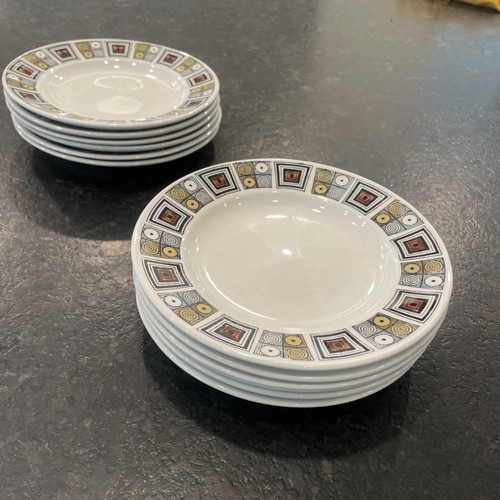 Set 6 Broadhurst KathieWinkle Rushstone  6.25” Plates Mid Century Modern England - Foto 1 di 24