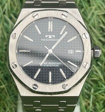 Technos T9B74 Men's Vintage Watch Black Dial Date Royal Oak Style 42mm Working