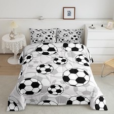 Football Comforter Set Soccer Ball Sports Pattern Bedding Bed Set for Boys Gi...