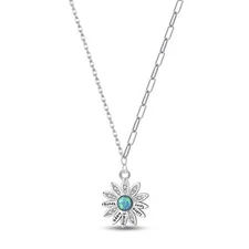 KUNSIR 925 Sterling Silver Daisy Flower Pendant Necklace For Women Jewelry Gifts