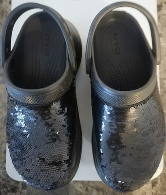 Womens Crocs Classic Bae Sequin Clog Size 9 wide