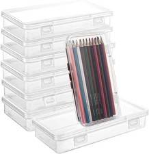 10PCS Pencil Storage Boxes, 19 x 9.5 x 3 cm Rectangular Small Plastic Box with 