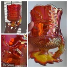 Vtg Mosser Glass  Acorn Pattern  Spooner Marigold Carnival Glass Iridescent