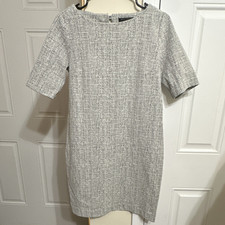 Banana Republic Womens Black/White Tweed Keyhole Sheath Dress Short Sleeve 6