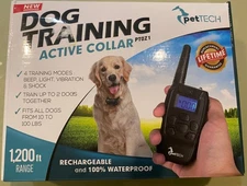 pet TECH Dog Training Active Collar PT0Z1 Rechargeable 1200ft range 10-100lbs