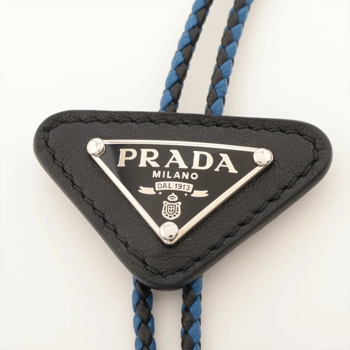 Prada Triangle logo Bolo tie Leather Black x blue thumbnail 3