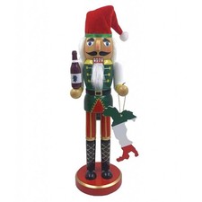 Santa's Workshop Italian with Wine Wood Christmas Nutcracker 14 Inch Multicolor